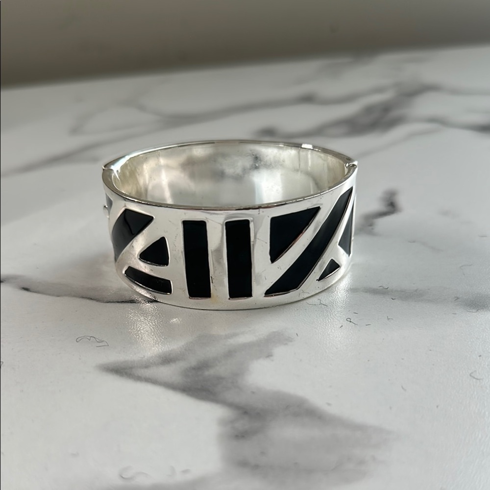 Pre owned Anne Klien Silver and Black Geometric bracelet